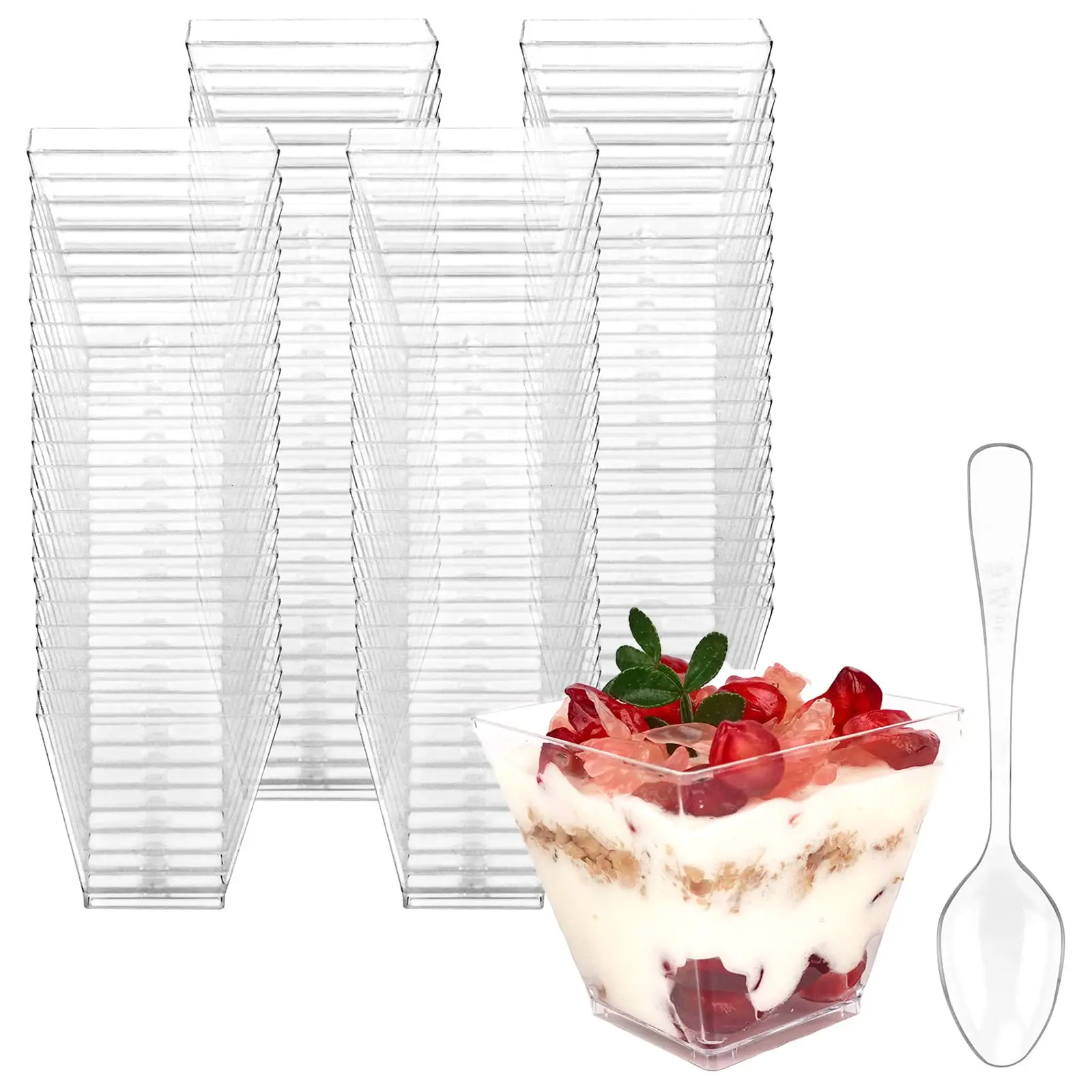 Multiple specifications PS plastic Mini plastic stemmed mousse cups for Cake Party