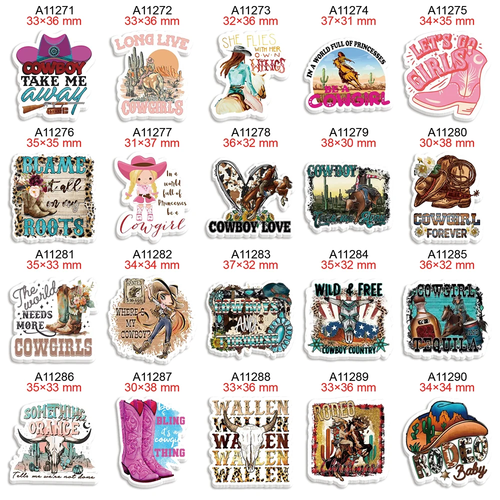 Western Cowgirl Horse Flat back Planar Resin Printed 50pcs/lot for Charms DIY Hairbow Phone Decorations