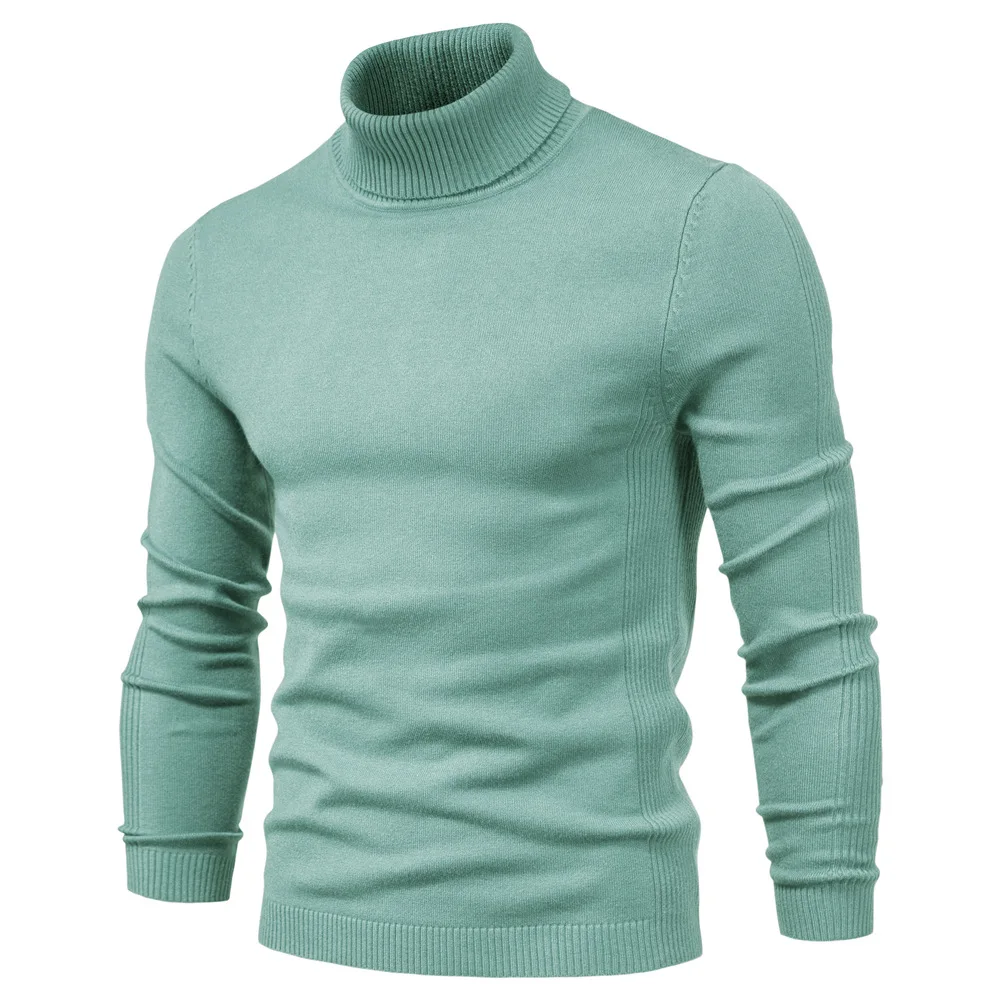 2024 Hot Sweater Men Cotton Pullover Turtleneck Warm Knitted Fashion Men Clothes Knit Sweater