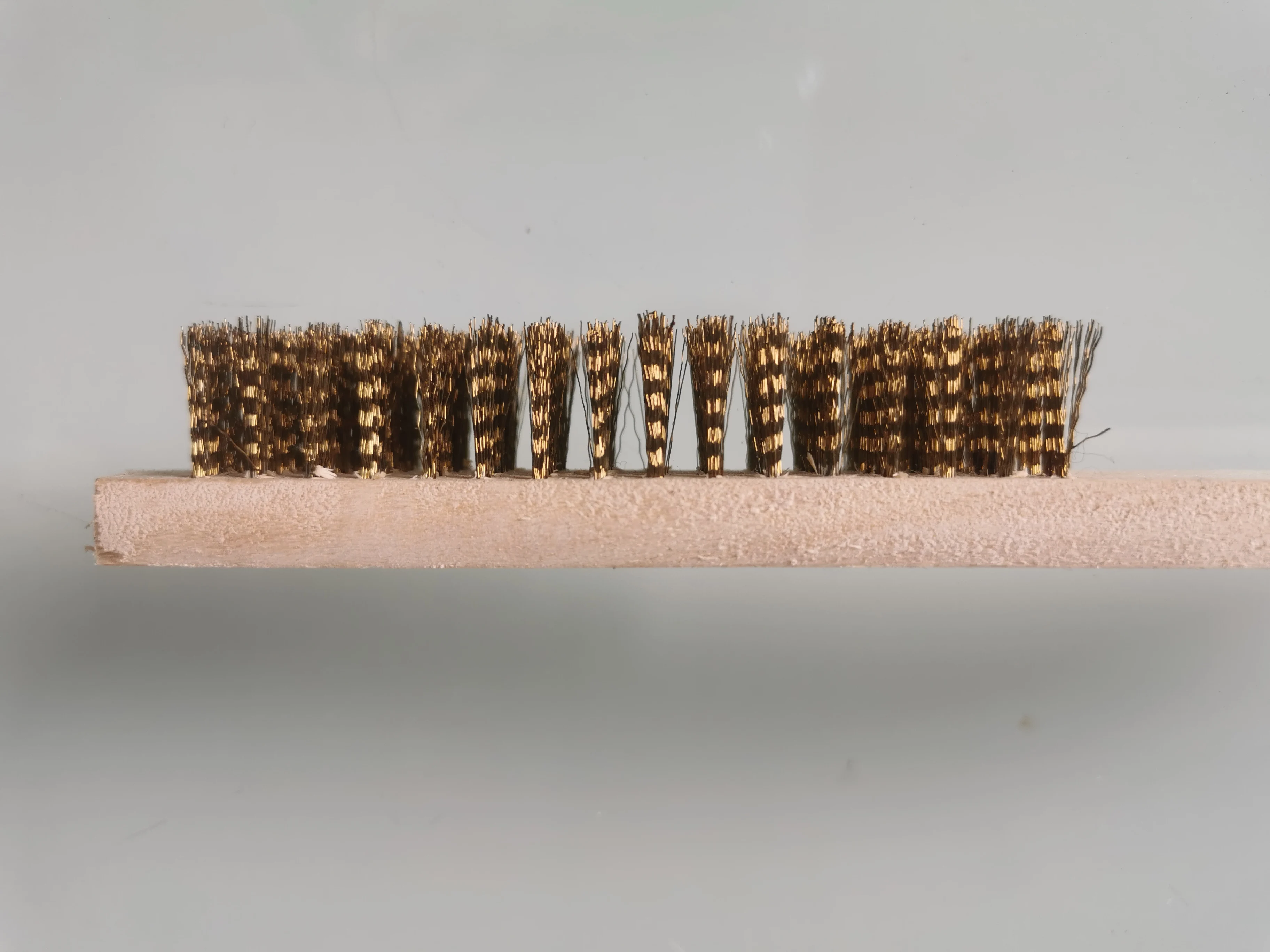 8 by 16 Rows Brass Wire Brush Copper Polishing Brush with wooden handle,Steel Bristles Small Wire Brush