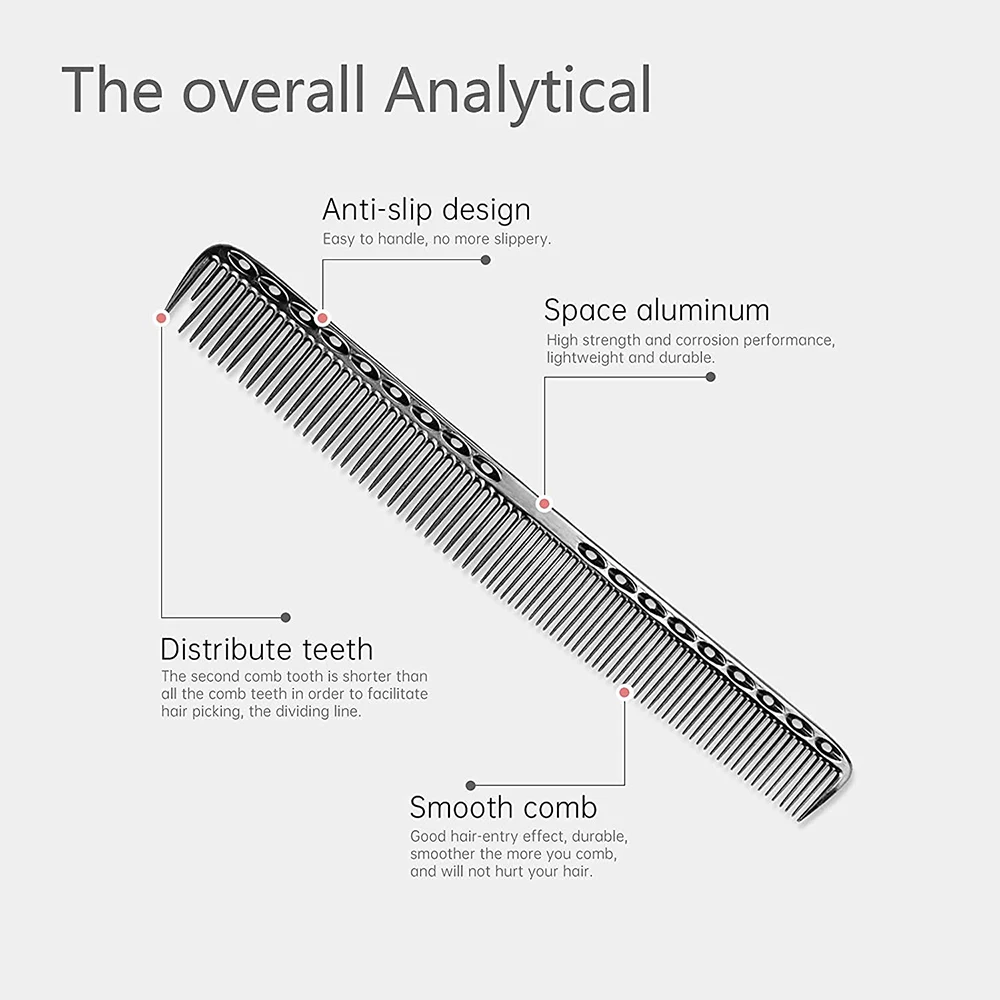 Professional Barber Comb Set Braider Combs Silver Comb For Salon or Barber Shop