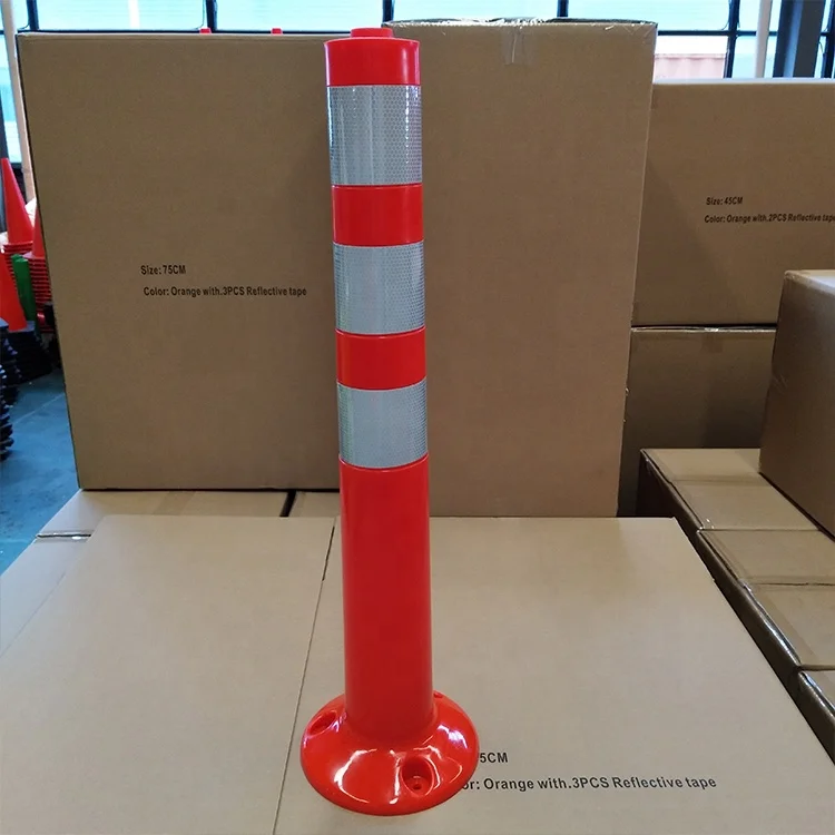 Traffic Flexible pvc Spring Post Delineator Pole reflective warning bollard
