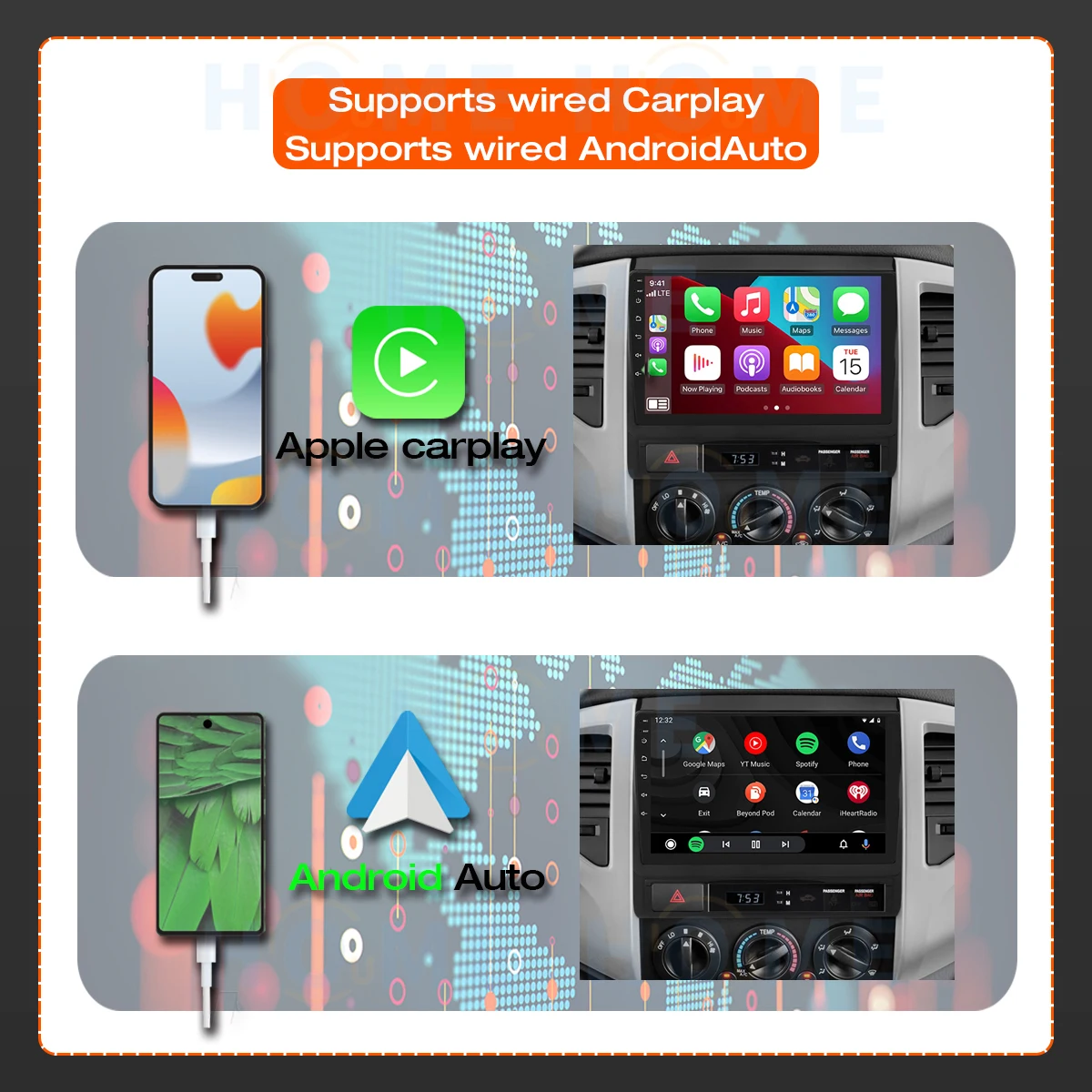 Car Radio Android 10 Multimedia Wired Carplay For Toyota Tacoma 2006 - 2014 android Auto 32G 2 Din GPS WIFI Blue-tooth Screen