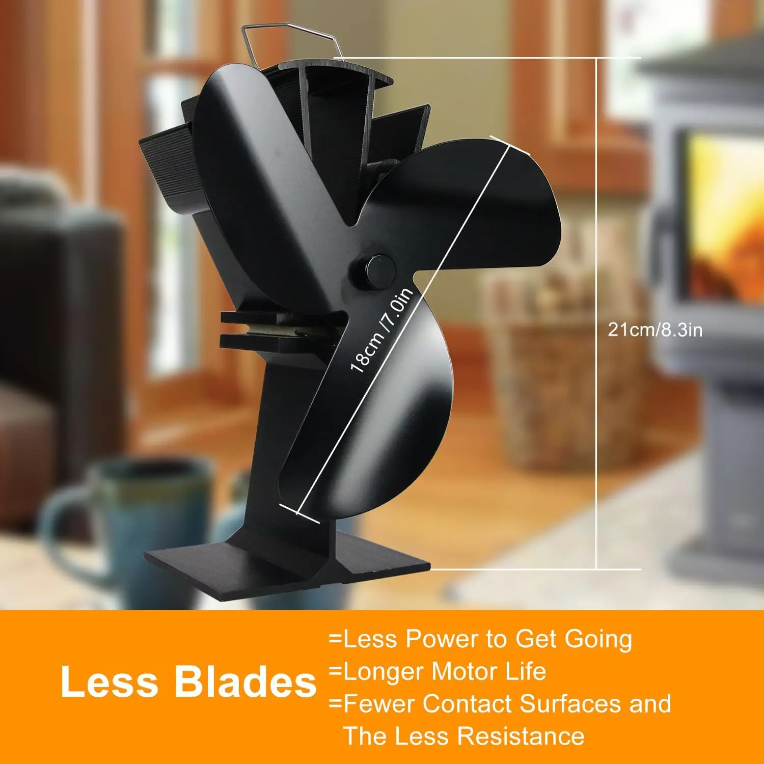No Battery Eco Fan Wood Stoves Fan with 3-Blades