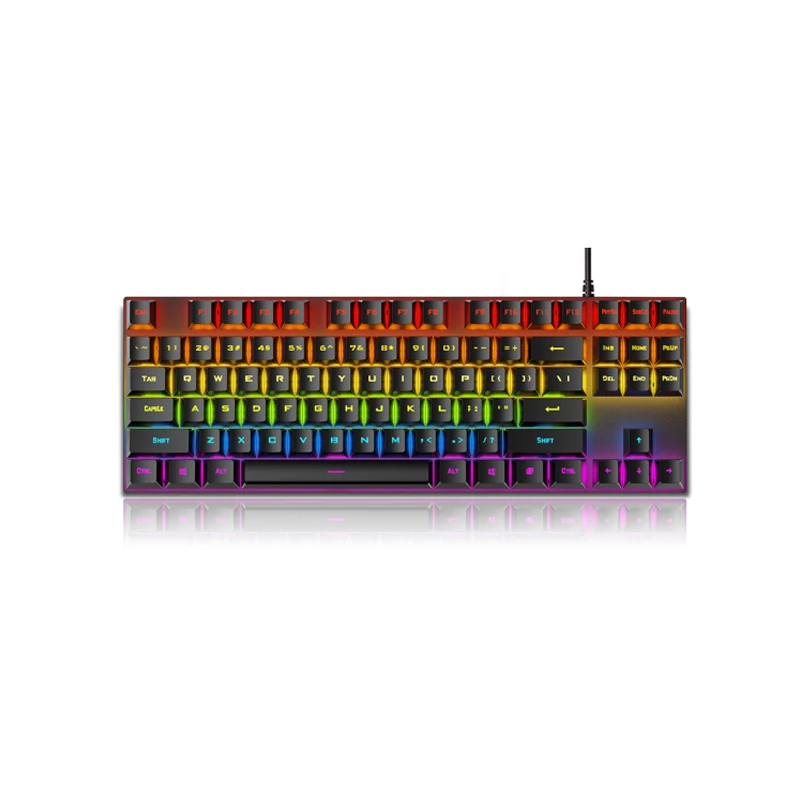 Factory OEM Cheap  Anti-ghosting USB Wired Backlight  Keyboard 87 keys switch RGB Gaming Mechanical Keyboard for Laptop Desktop