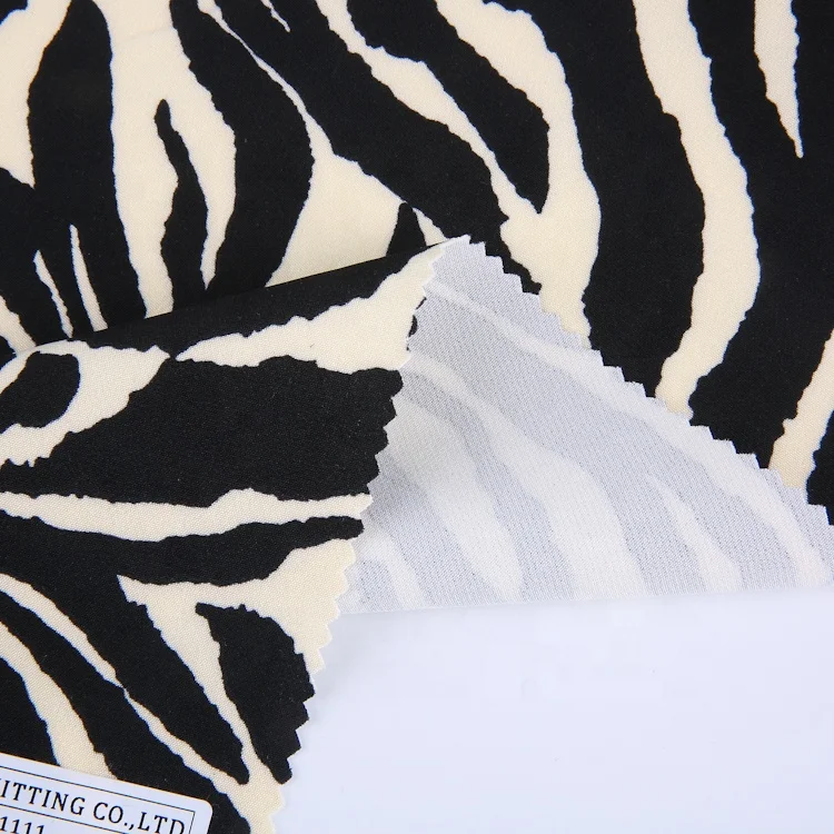 woven 96% poly 4%spandex animal zebra leopard pattern print fabric custom double layer 4 way stretch fabric for clothing