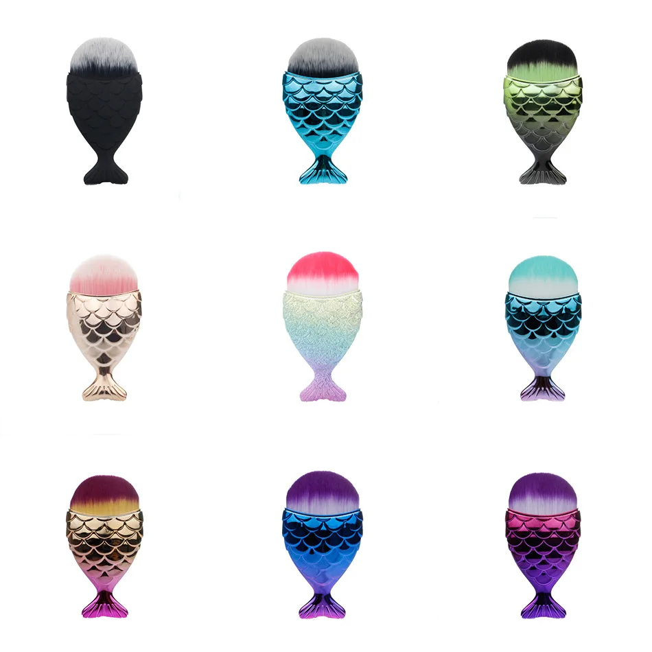 Fish tail colorful scales private label custom bling makeup brushes