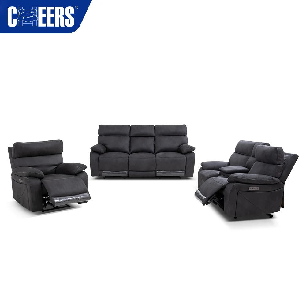 MANWAH CHEERS Power Fabric Recliner Living Room Sofa Set 3 2 1 Affordable Sofa Set Furniture for Home Living Room