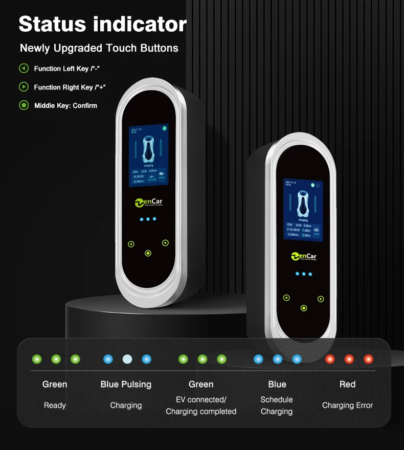 Zencar самый большой Тип дисплея 2 evse 32A 7KW умное мобильное зарядное устройство с контролем температуры Синий CEE