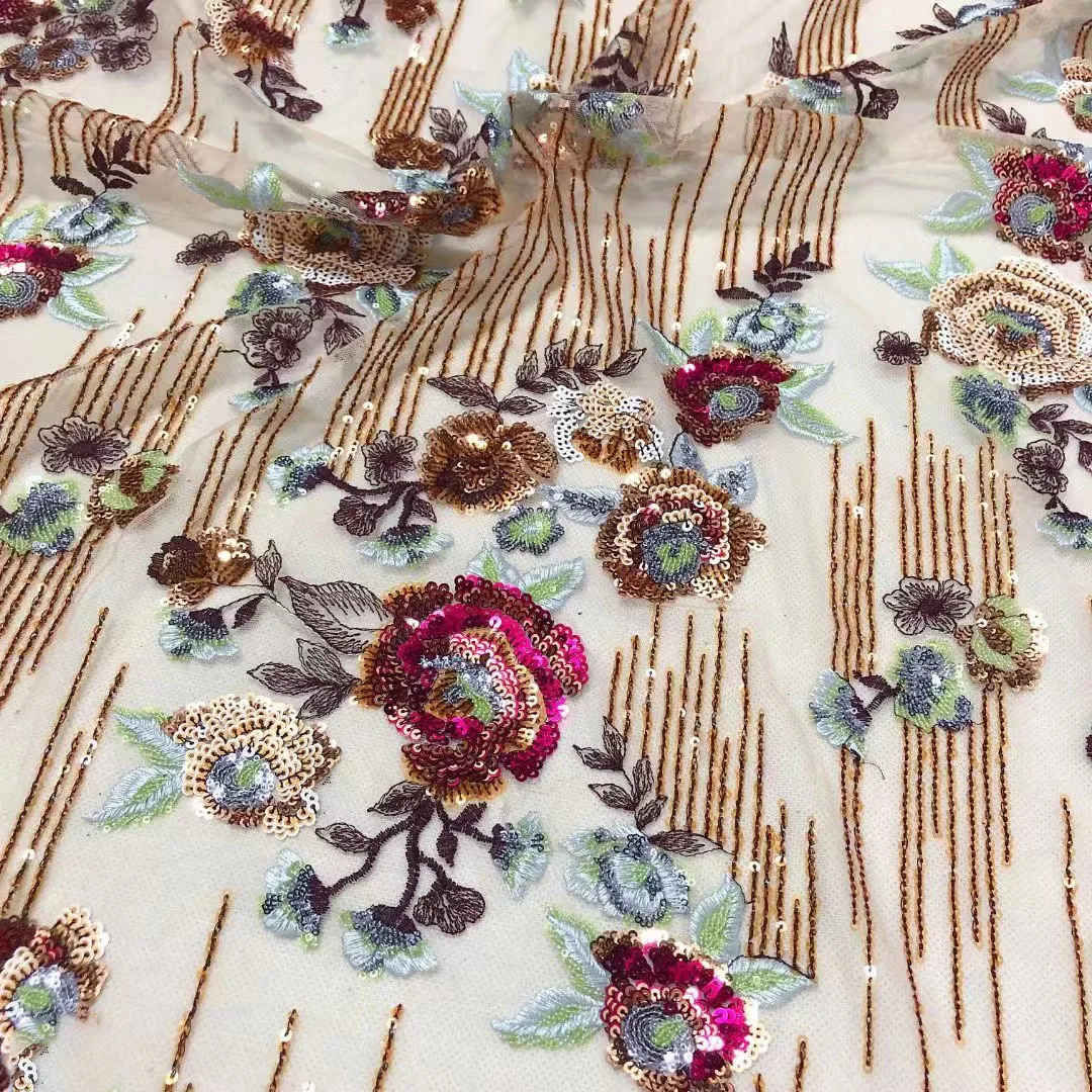 Embroidery Black and White Color Milk Silk Lace Fabric