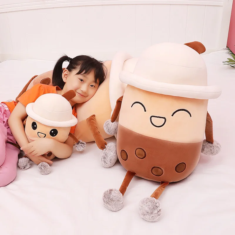 Cute Bubble Tea Stuffed Toys Ice Cream Super Soft Sleeping Pillow Boba Plush Toy