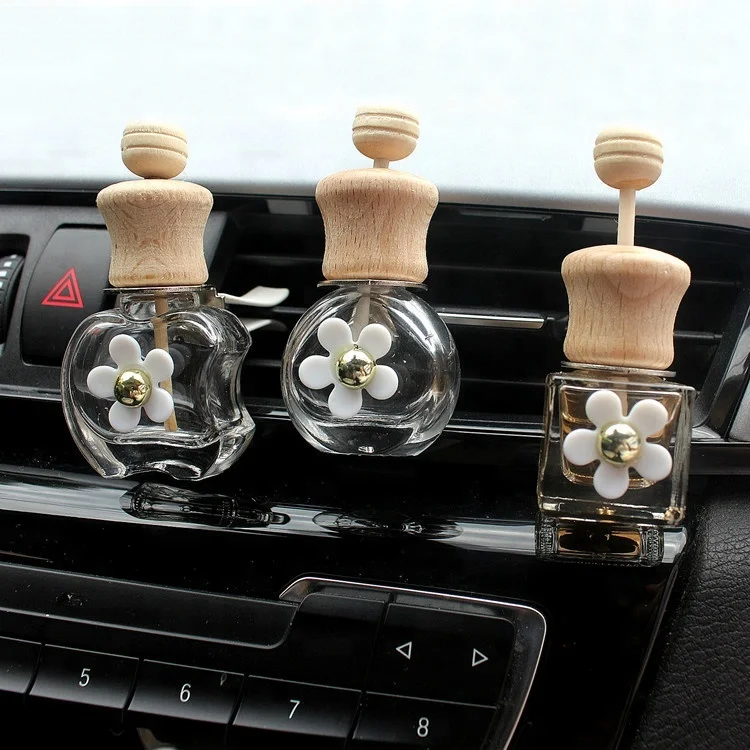 New Design Flower Shape Glass Air Outlet Empty Bottle Car Vent Perfume Bottle