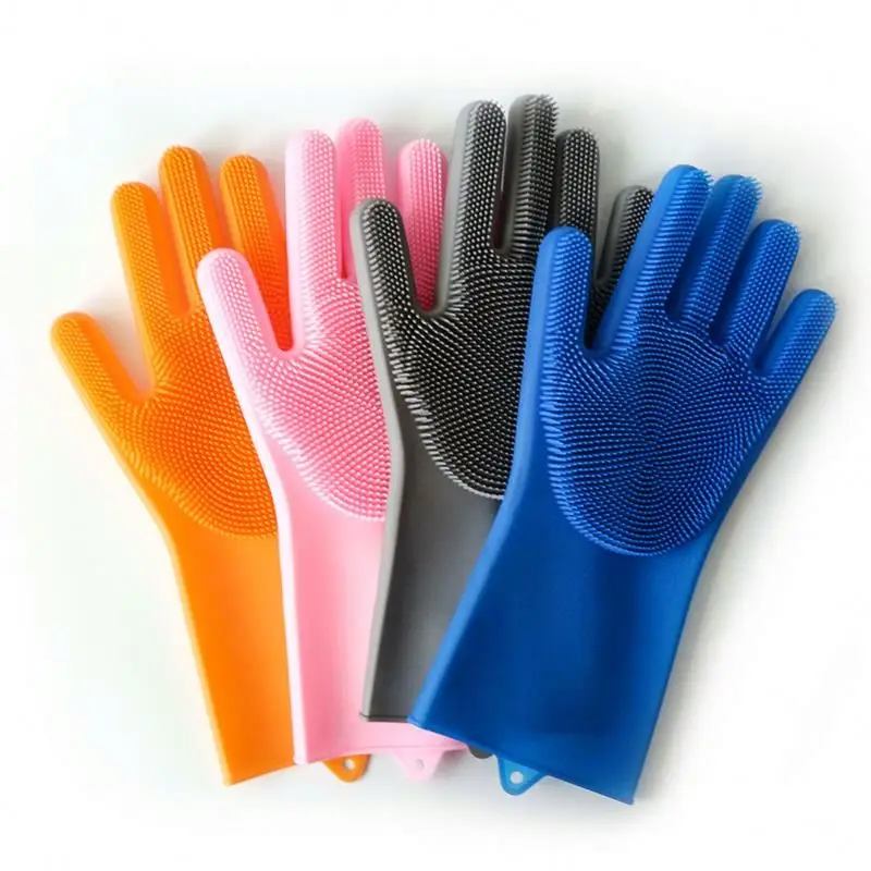 Cleaning Scrubber Wash Washing Brush Silicone Dishwashing Glove