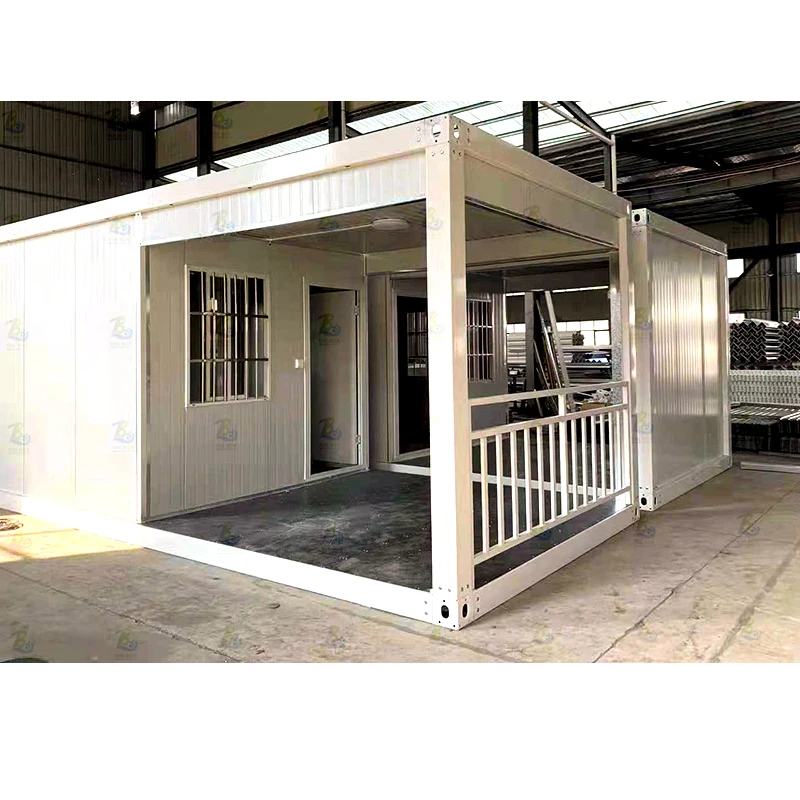 China one floor prefab container house with fence white Modular Prefabricated house office shop cafe