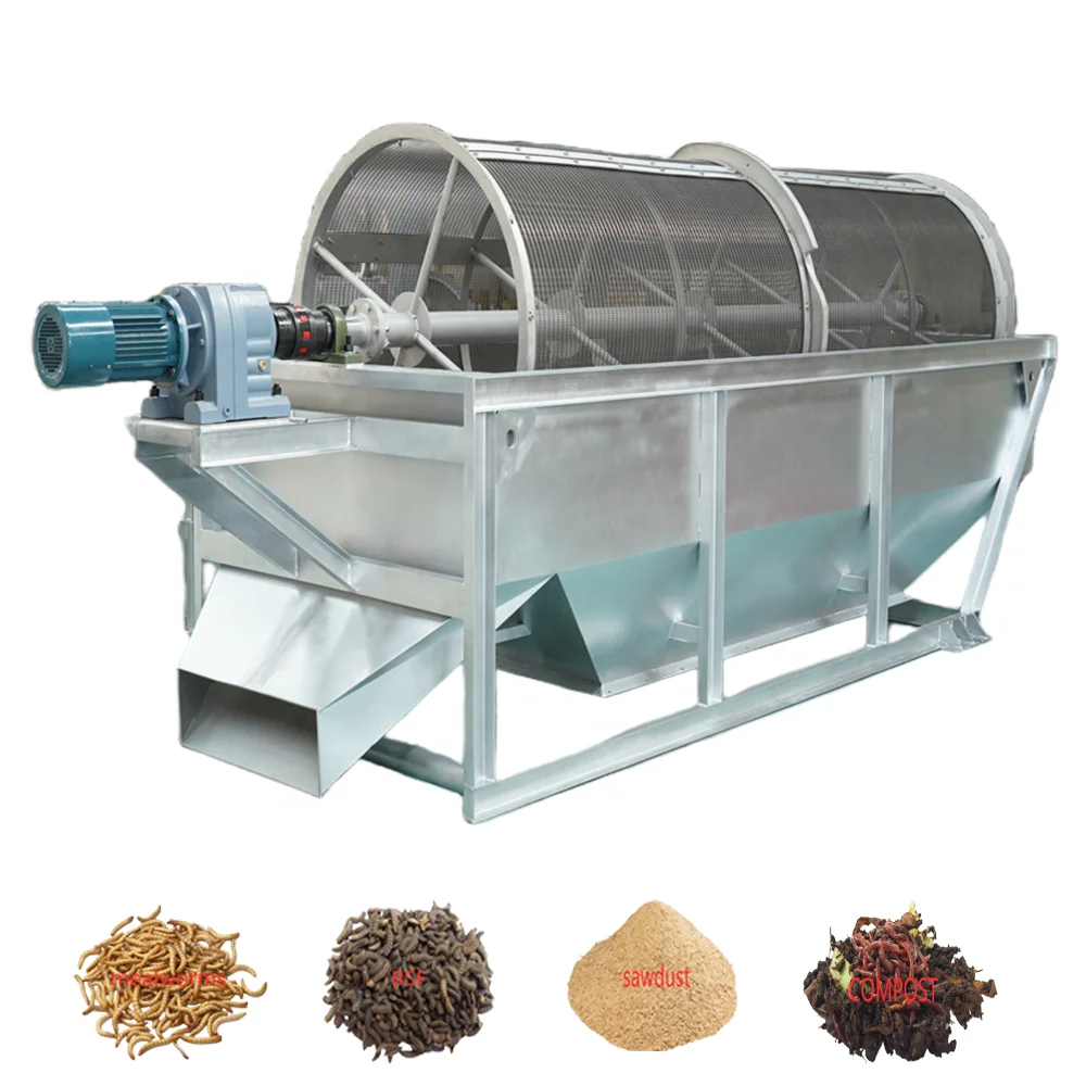 DZJX Compost Fertilizer Sieving Machine Drum Screening Sieve Machine Bsf Vermicompost Sawdust Small Trommel Screen Sieve