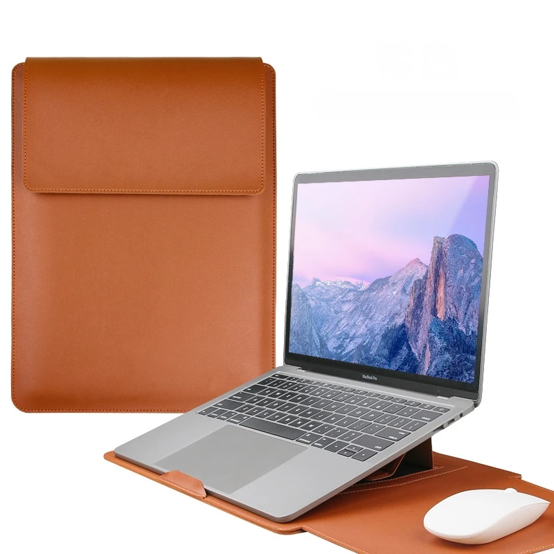 Factory Price 3 in1 Laptop Bag with Stand and Mouse Pad for 11 12 13 14 15 16 inches Leather Notebook Cover Laptop Sleeve Case