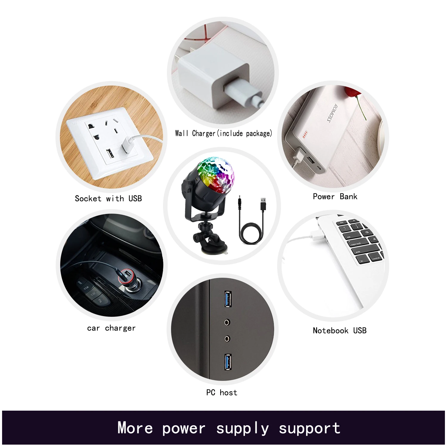 Popular USB Mini Wedding Party Lights Club Lighting Disco 7 Colors LED Disco dj Light