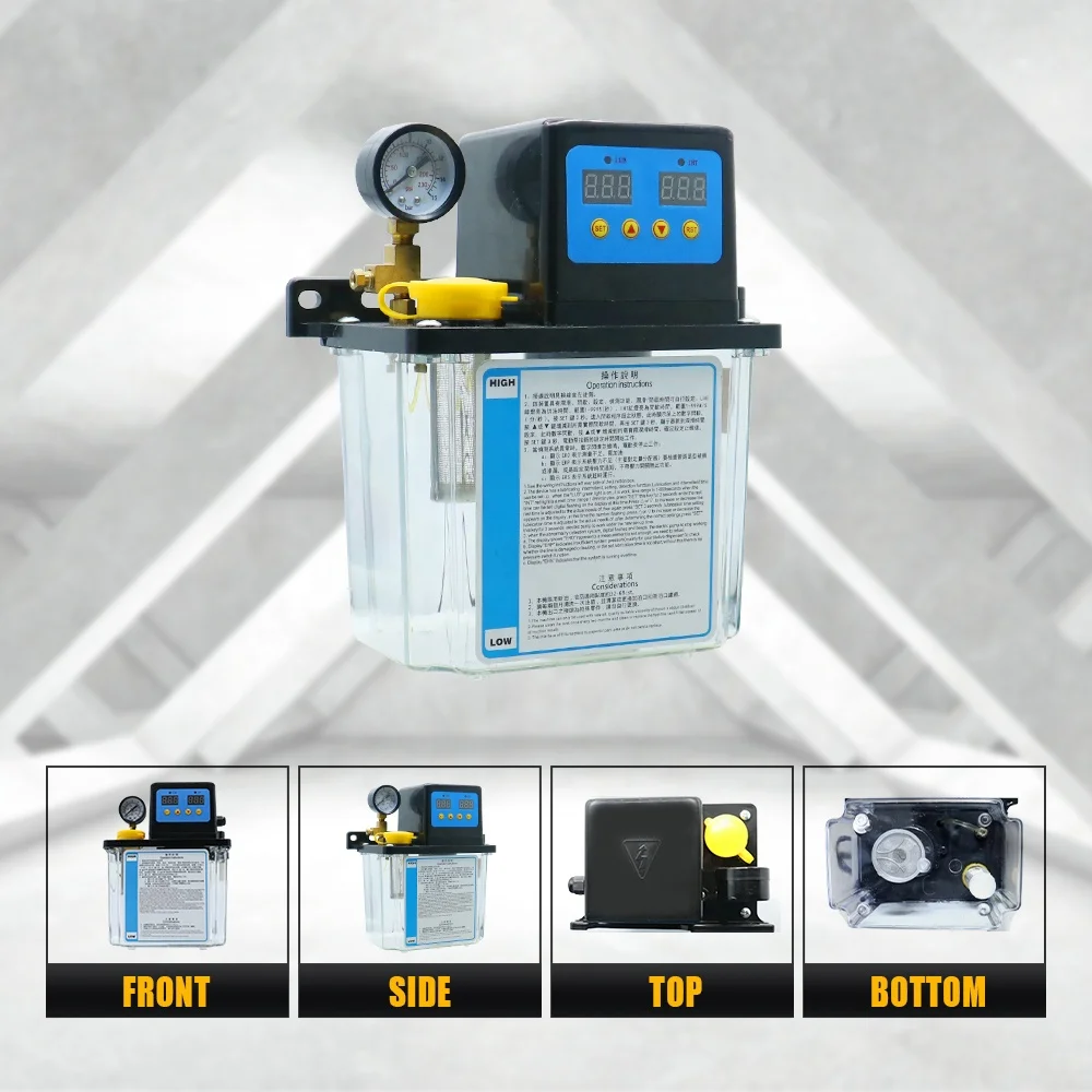 HLTNC Lubricant  Pump  Automatic Lubricating Oil Pump with Pressure Gauge  CNC Electromagnetic Lubrication Pump Lubricator
