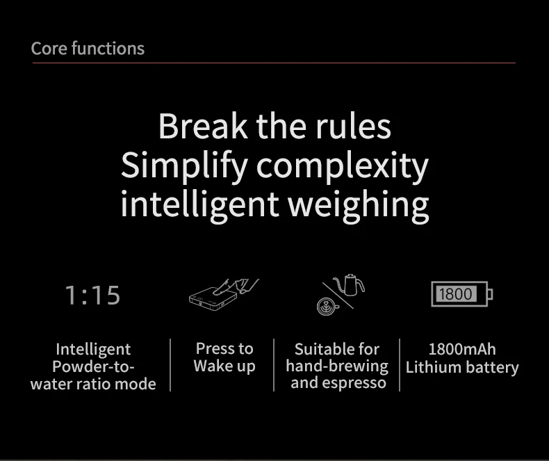 2024 zeroHero New Arrival Powder to Water Ratio Smart Digital Usb Rechargeable Kitchen Coffee Scale