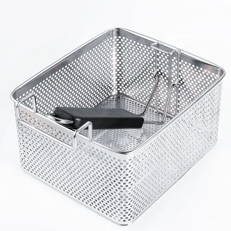 Hotel Kitchen Equipment Non-stick Rectangle Commercial Iron Fryer Basket French Fries Wire Mesh Deep Fry Basket
