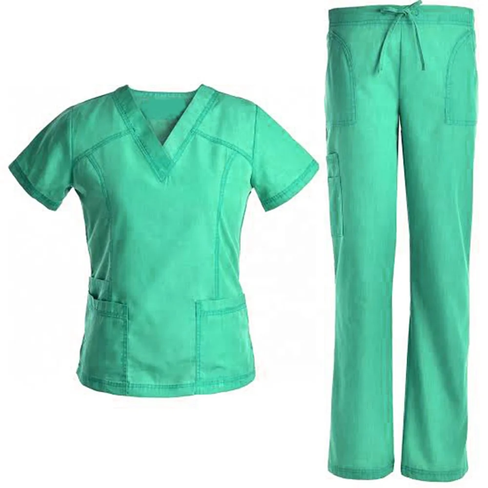 Latest Design Hospital Uniform Medical Work Wear Female Short Sleeve Stretch Scrubs