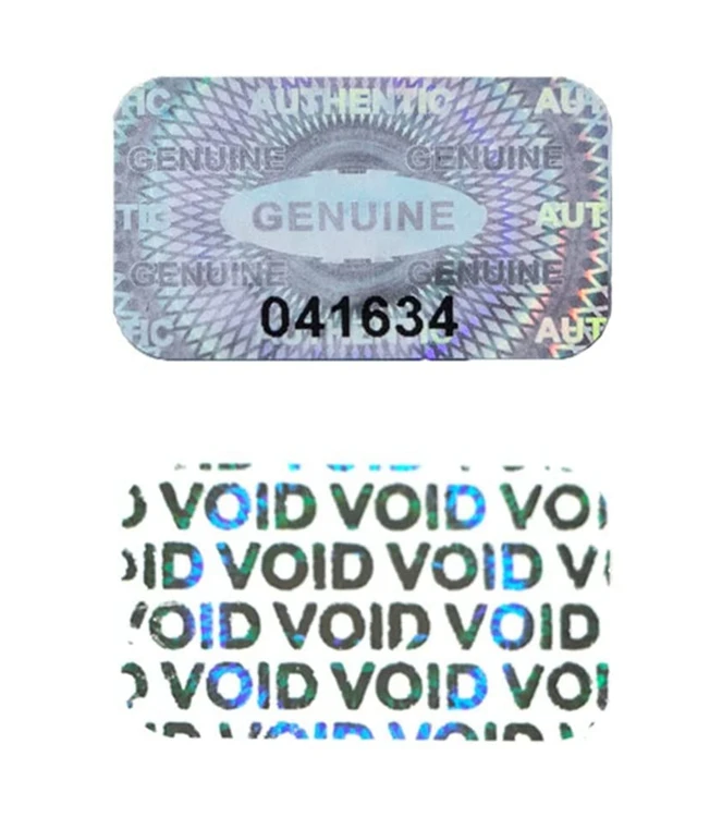 2022 Authentic Hologram Labels/stickers Silver Transfer Tamper