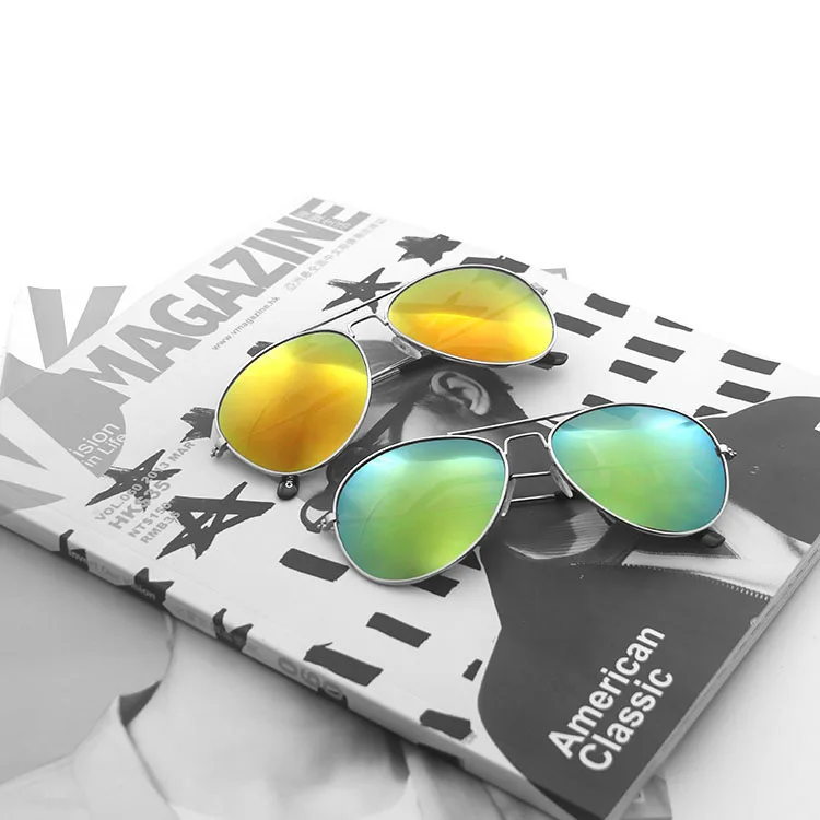 Wholesale design sunglasses UV400 fashion mirrored shades metal frame sun glasses metal mirror lens sunglasses