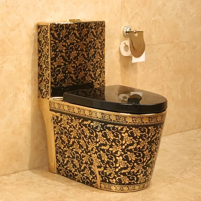 Bathroom black gold toilet European style anti-odor flush toilet creative toilet color