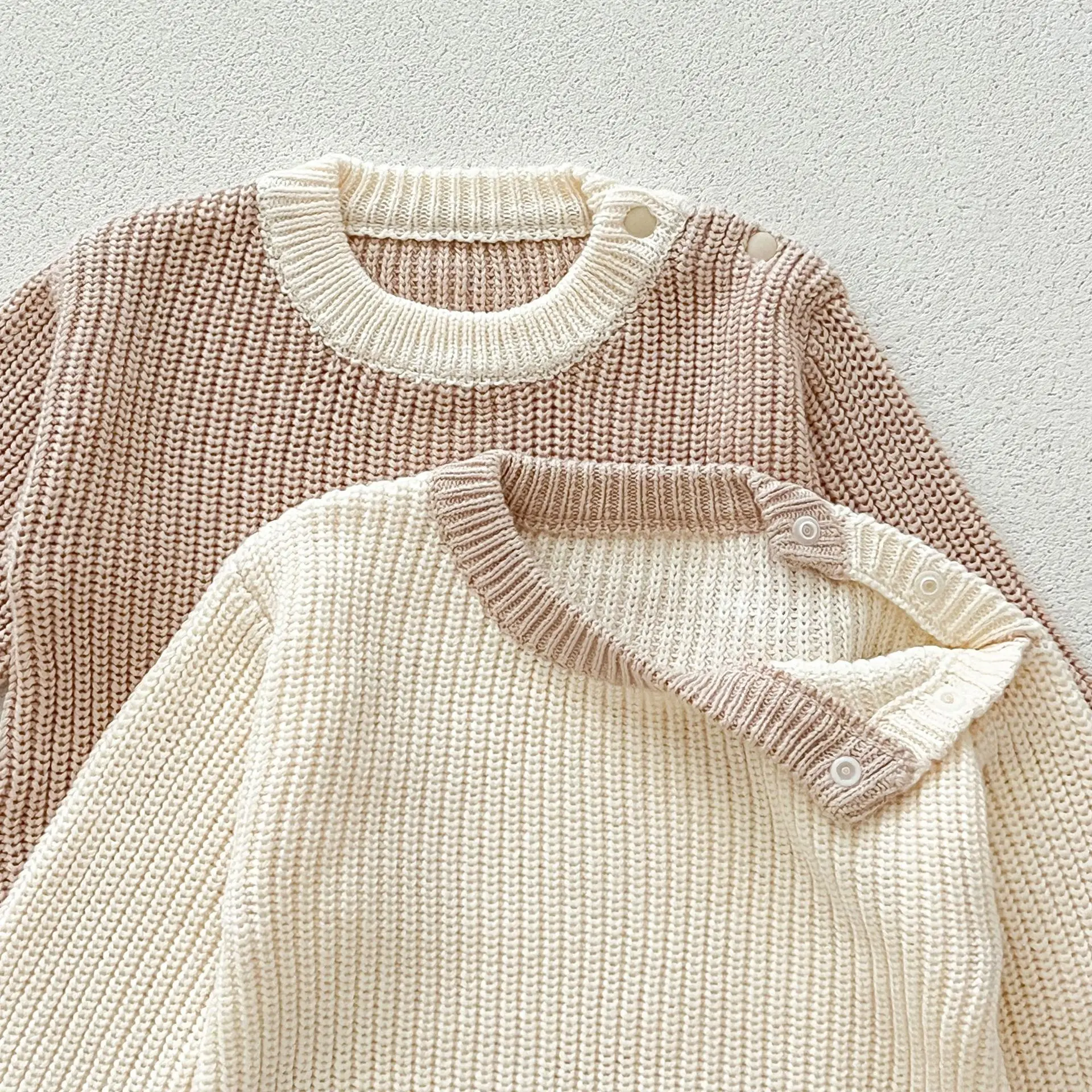 Baby clothing autumn cotton knit jumpsuit sweater go out ha clothes different color bag fart clothes crawling suit