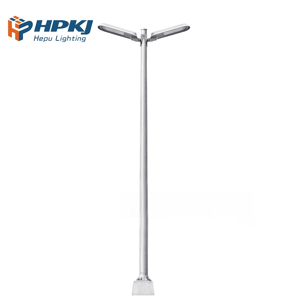 Hepu Customized 3.5M 6M 8M 9M Light Pole Galvanized Steel Pipe Solar Road Light Pole