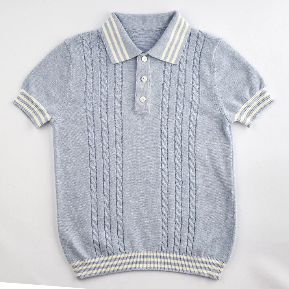 Custom Knit Baby Kids organic cotton Sweater Set baby boys knitted  sweater and shorts set Two Pieces outfit sets
