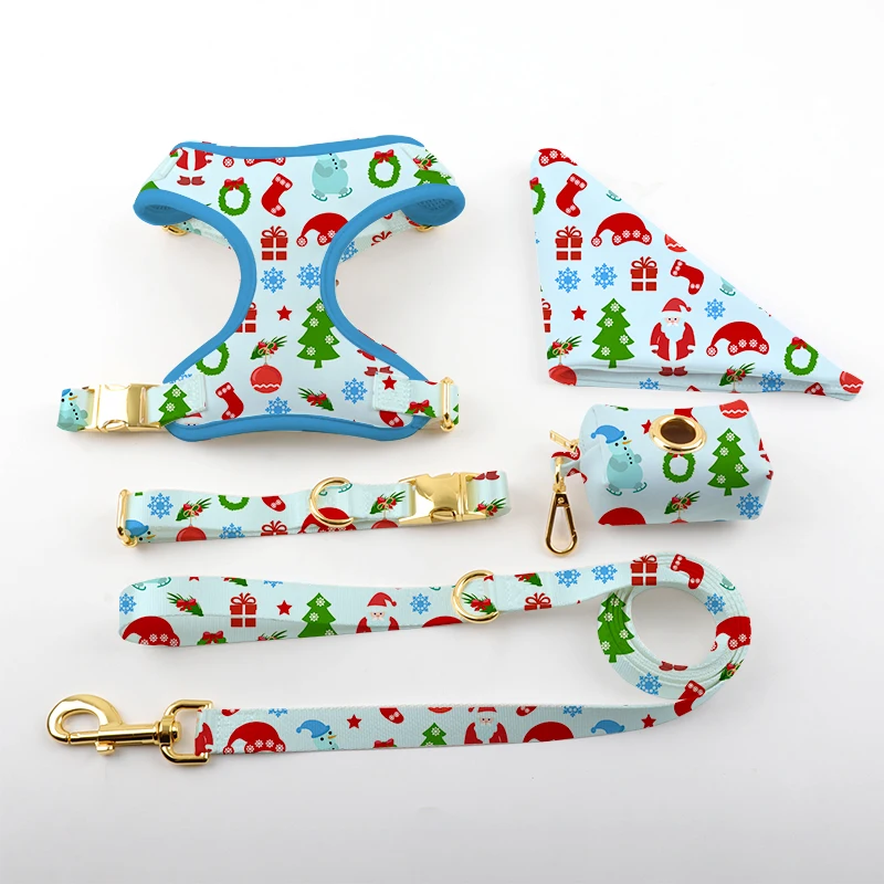 Christmas print Reversible Dog Harness Walking  Best Designer Pet Harnesses for Extra Small Medium Large XL Dogs Plus Pug Breeds