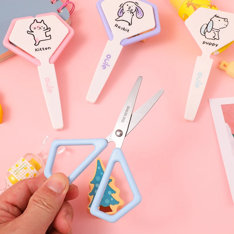 New Design Wholesale stainless steel scissors with protective casing  Kids Safety School Craft Scissors  cutting