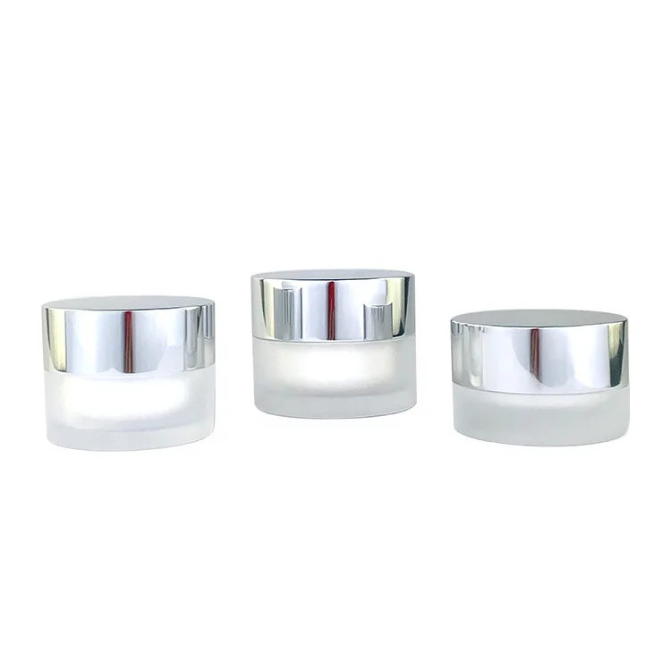 
pla silver cap cosmetic aluminum jar frosted custom luxury cosmetic jar pot plastic 60ml 50ml 30ml 20 ml 15 ml acrylic jar 