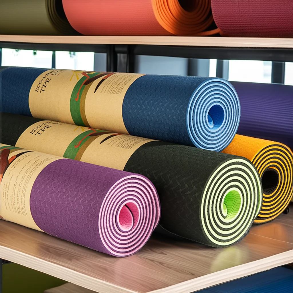 Eco Friendly 6mm Thick TPE Double Layer Yoga Mat Non Slip Fitness Sport Mat