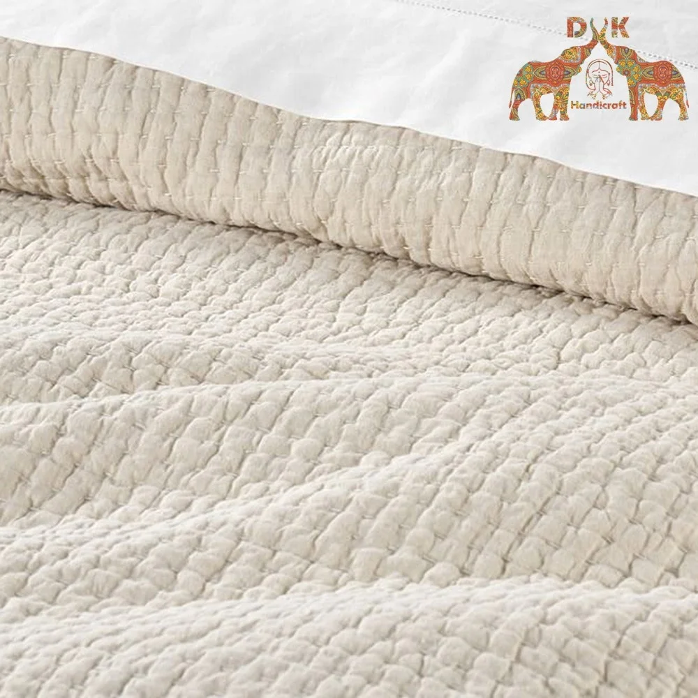 Лидер продаж однотонное одеяло высококачественное ручной работы Комплект постельного белья kantha home- hotel king size