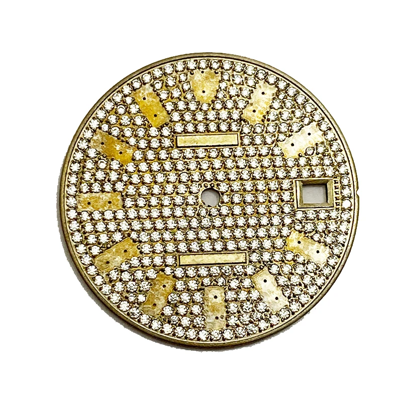 Factory Silver Diamond Watch Dials Iced Out Bronze Dial Custom With CNC Holes setting VVS Moissanite Diamond For Luxury Watch