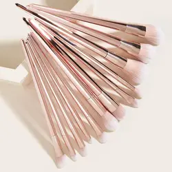 SENKA Rose Gold Vegan Custom Private Label 12pcs Eyelash Eye Fan Brush Makeup Brush Natural Hair Metal 10 Piece Makeup Brush Set