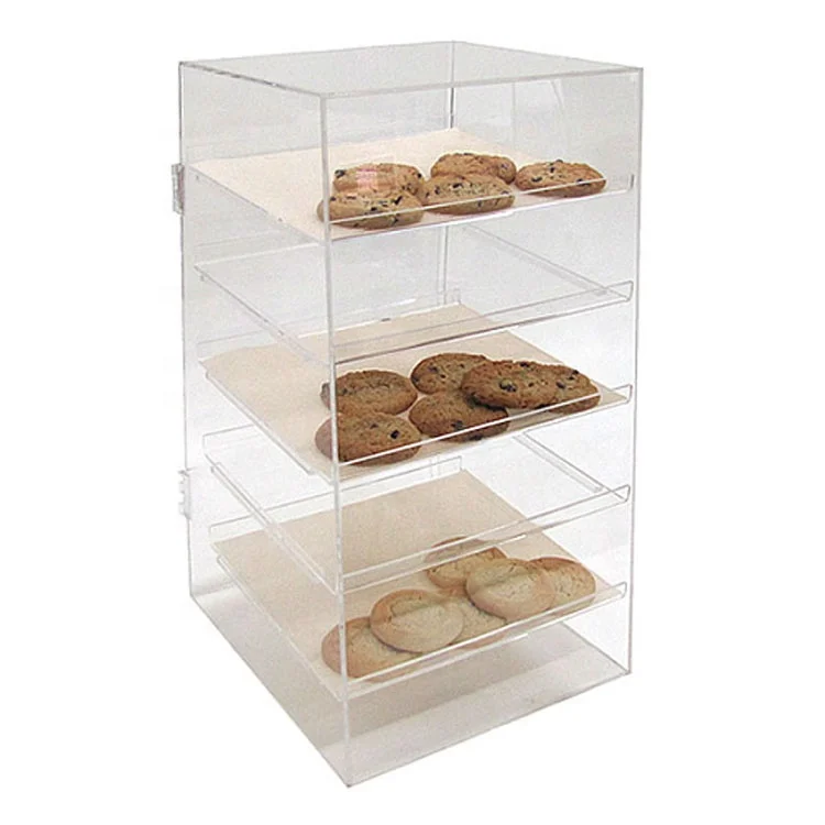 Прозрачный 3 яруса акриловый дисплей хлеб свежий пончик прилавок-витрина с подносом