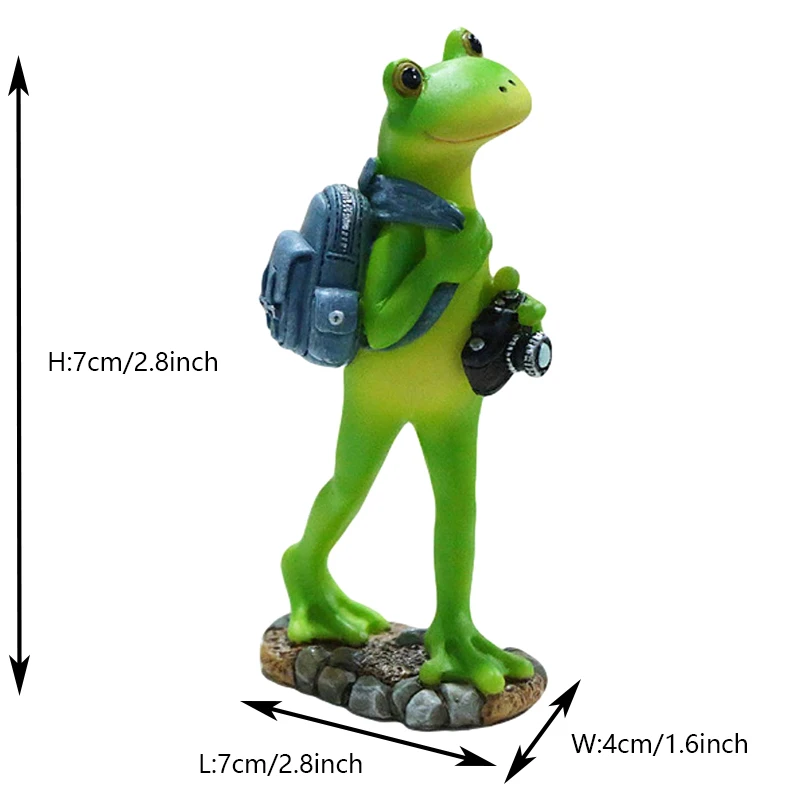 Creative Home Office Desktop Ornaments Trekking Little Frog Figurine Resin Garden Frog Statue
