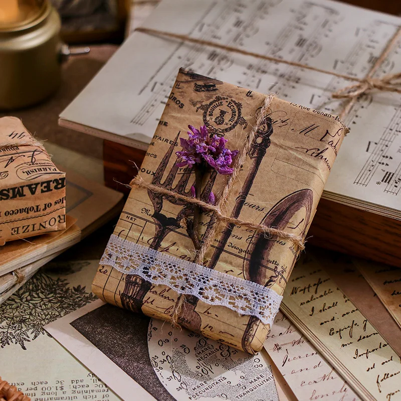 30 Sheets Retro Style Aesthetic Material Paper Junk Journal Planner Scrapbooking Vintage Decorative Diy Craft Background Paper