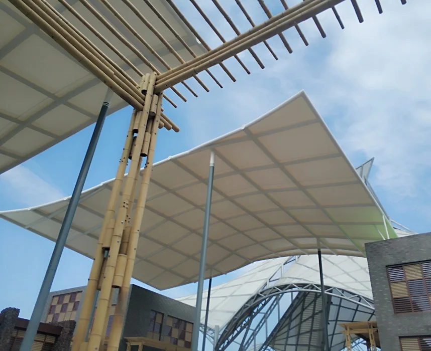 Airport outdoor embrane structure building PTFE PVC transparent tensile membrane canopy tipi tent for a hotel rooms