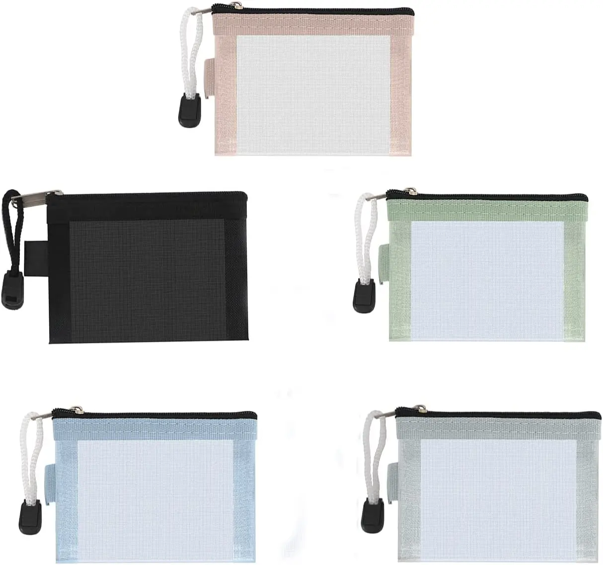 Portable Travel Makeup Cosmetic Mesh Bag Mini Nylon Mesh Zipper Bag For Lipstick, Earphone, Credit Card, Id Card