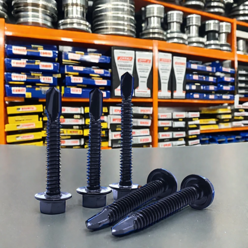 High quality 410 Stainless Steel Hex Self-Drilling Screws Electrophoretic Bright Black Finish