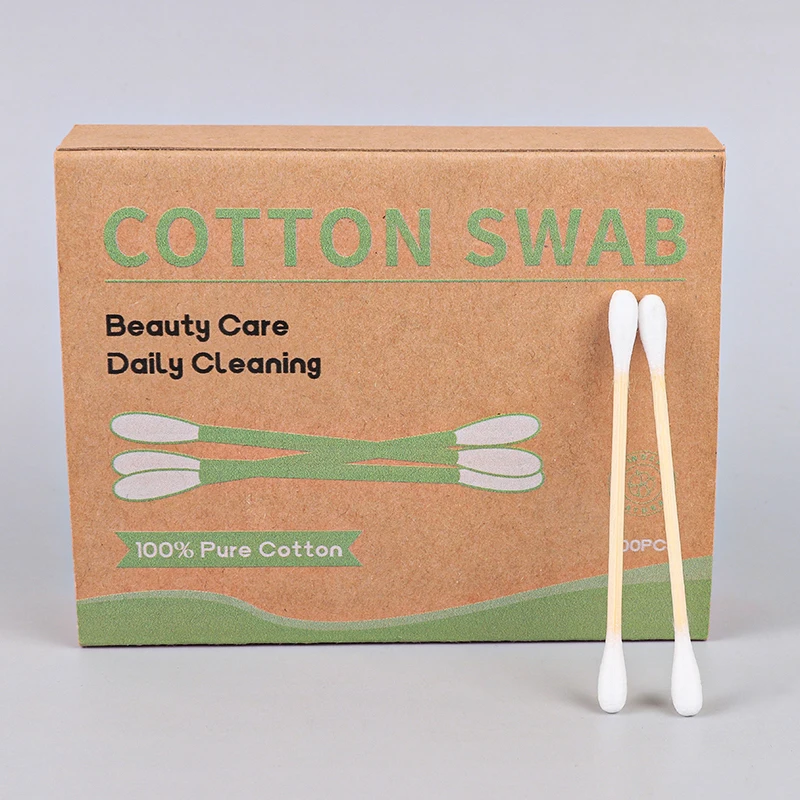 Customized Oem Ear Clean Biodegradable 100 Pieces Bamboo Stick Cotton Bud With Drawer Box