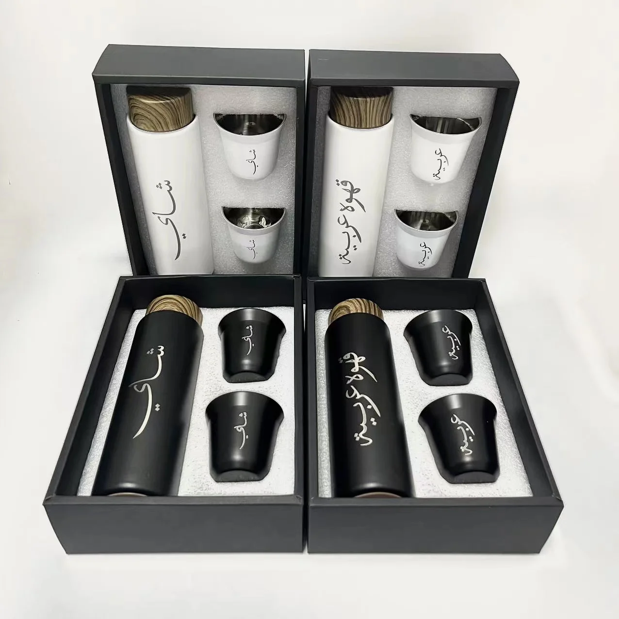 Gift Box Thermos double wall stainless steel mug metal cup Arabia Black Espresso Cups 80ml cup Coffee Set
