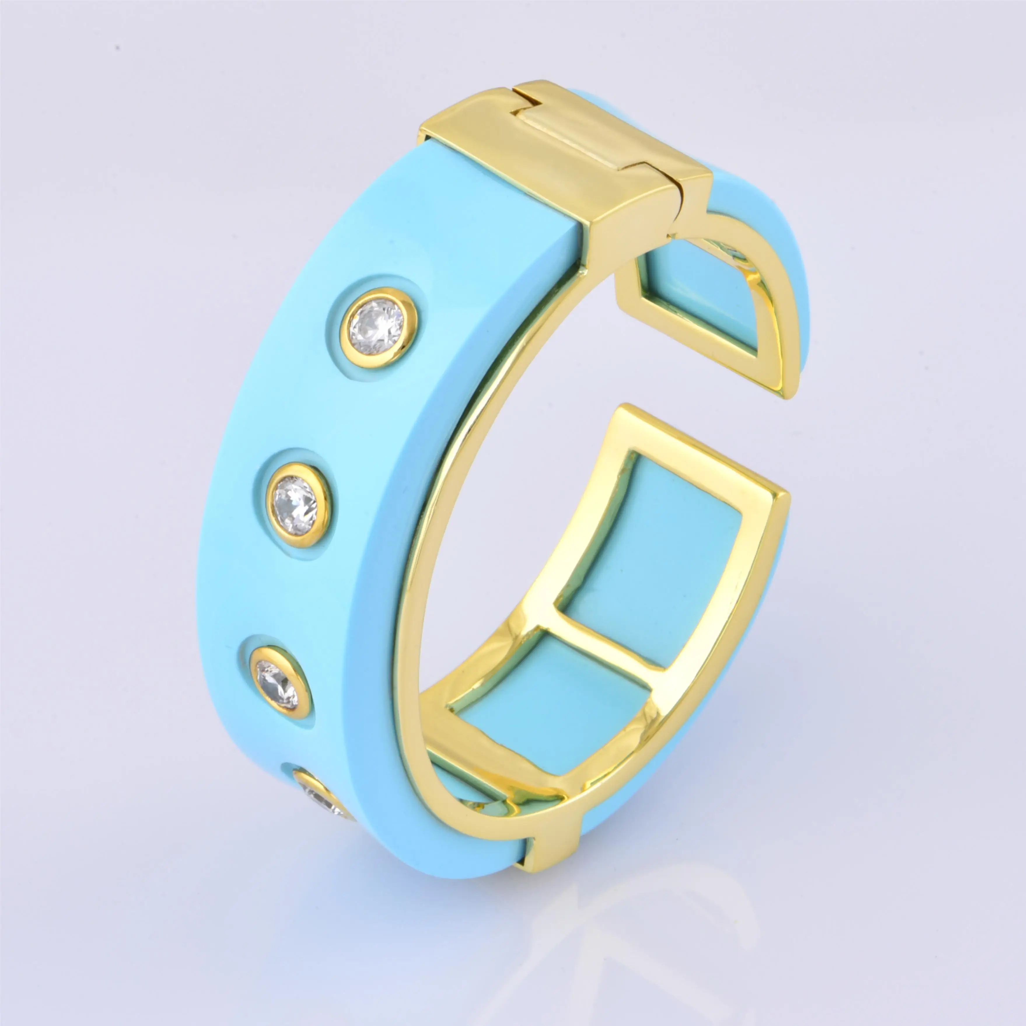ChinChin Vintage Chunky Bangles Copper Jewelry Women 18k Gold Plated Brass CZ Zircon Adjustable Cuff Banglen Jewelry