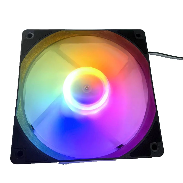 SZSKYING 120mm RGB Rainbow Colorful Computer Cooling Fan Fluid Bearing Computer Cooler for Computer Case Molex Connector Black