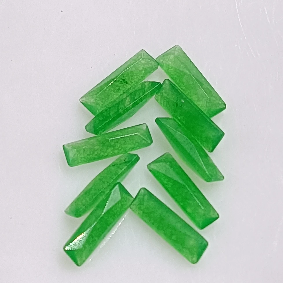 YZ Fashion Jewelry Baguette Malaysian Jade Nephrite Stone Price Natural Green Dyed Jadeite Stone Dyed Malay Jade
