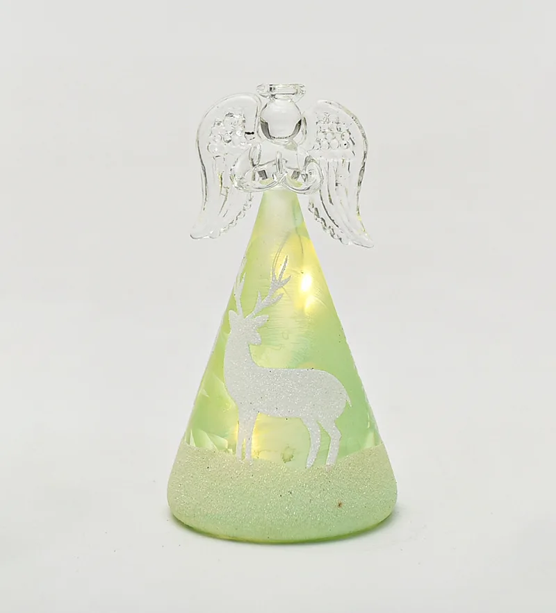 New Glass Crafts LED Lights Furniture Wedding Decoration 16cm Handheld Love Hand Painted Christmas Glass Angel